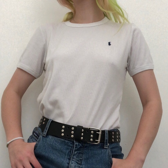 vintage ribbed white polo ralph lauren top ☆ - Picture 3 of 4